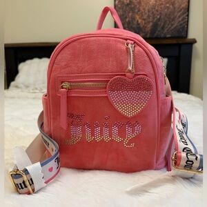 NWT Juicy Couture velour Backpack with Heart Charm